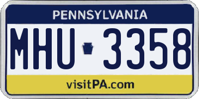 PA license plate MHU3358