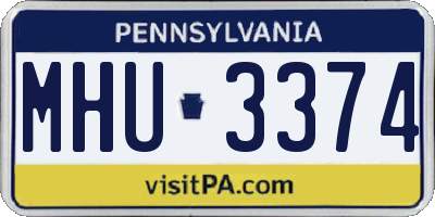 PA license plate MHU3374