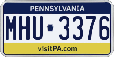 PA license plate MHU3376