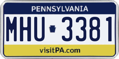 PA license plate MHU3381