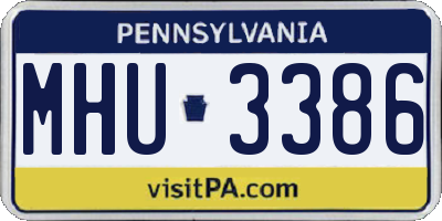PA license plate MHU3386