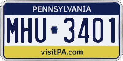 PA license plate MHU3401