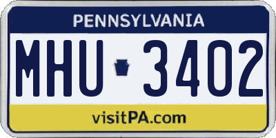 PA license plate MHU3402
