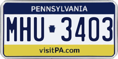 PA license plate MHU3403