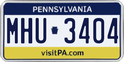 PA license plate MHU3404