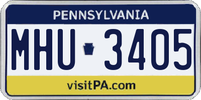 PA license plate MHU3405