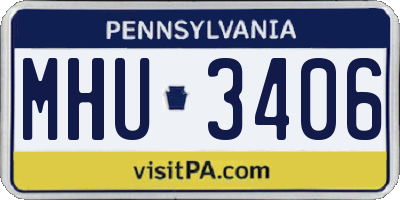 PA license plate MHU3406