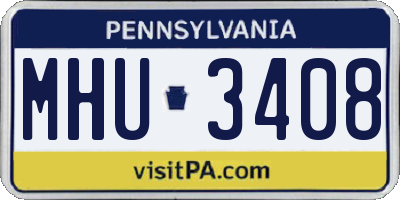 PA license plate MHU3408
