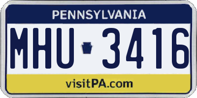 PA license plate MHU3416