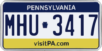 PA license plate MHU3417
