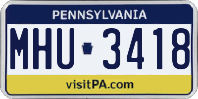PA license plate MHU3418