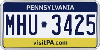 PA license plate MHU3425
