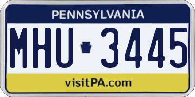 PA license plate MHU3445