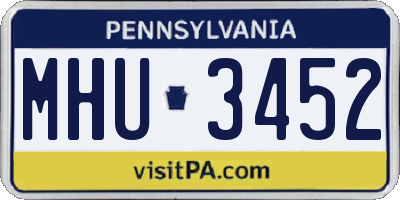 PA license plate MHU3452