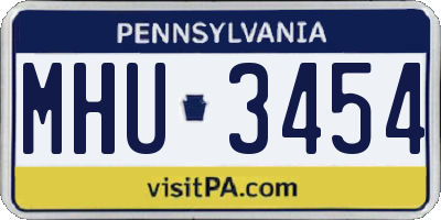 PA license plate MHU3454