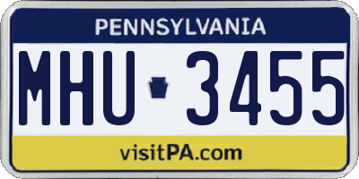 PA license plate MHU3455