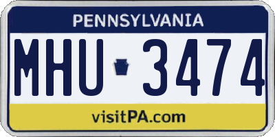 PA license plate MHU3474
