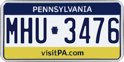 PA license plate MHU3476