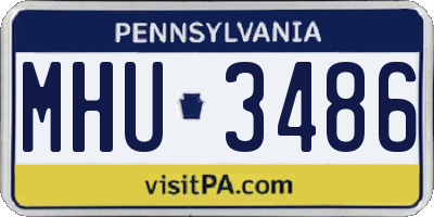 PA license plate MHU3486