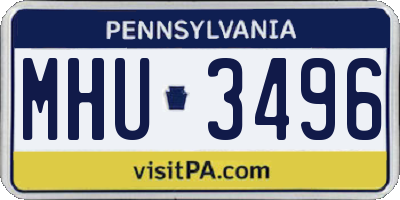 PA license plate MHU3496