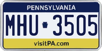 PA license plate MHU3505