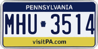 PA license plate MHU3514