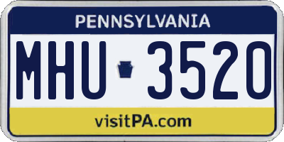 PA license plate MHU3520