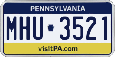 PA license plate MHU3521