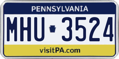 PA license plate MHU3524