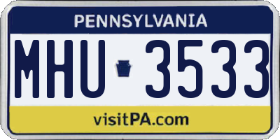 PA license plate MHU3533