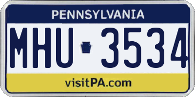 PA license plate MHU3534