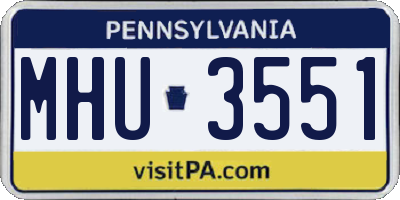 PA license plate MHU3551