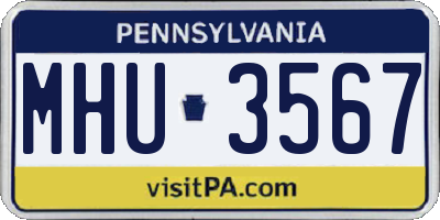 PA license plate MHU3567