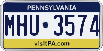 PA license plate MHU3574