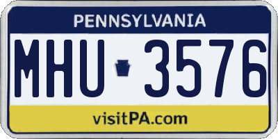 PA license plate MHU3576