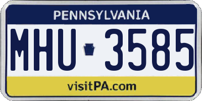 PA license plate MHU3585