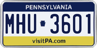 PA license plate MHU3601