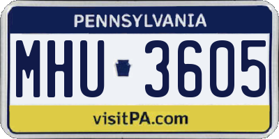 PA license plate MHU3605