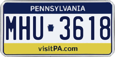 PA license plate MHU3618