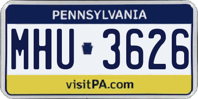 PA license plate MHU3626
