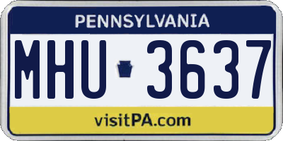 PA license plate MHU3637