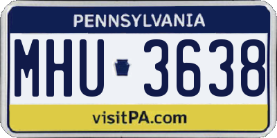 PA license plate MHU3638