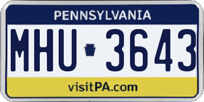 PA license plate MHU3643