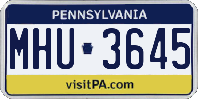 PA license plate MHU3645