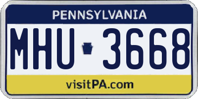 PA license plate MHU3668