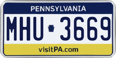 PA license plate MHU3669