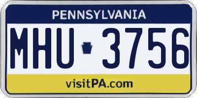 PA license plate MHU3756