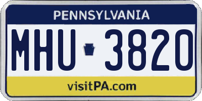 PA license plate MHU3820