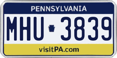 PA license plate MHU3839