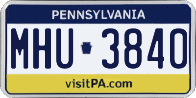 PA license plate MHU3840